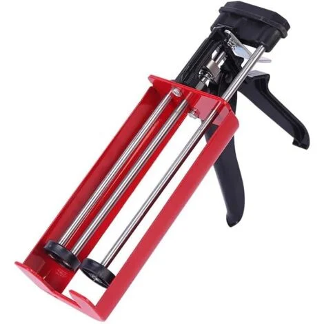 Pistola per calafataggio bicomponente con doppia cartuccia (rapporto di miscelazione 1:1) fino a 450 ml Pistola applicatrice manuale per adesivi, sigillanti ed epossidici, rossa