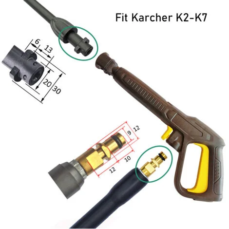 Pistola e lancia di ricambio per idropulitrice Karcher K2 K3 K4 K5 K6 K7, pistola a spruzzo a getto d'acqua con attacco rapido per serie Kärcher K2 K7