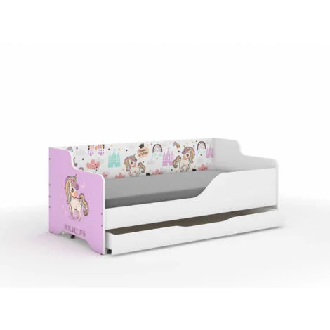 Set letto per bambini Lilu 160x80 rosa unicorno