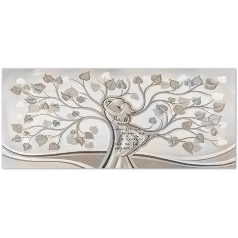 Lupia - Stampa su Tela Canvas World AMORE e famiglia, Quadro Moderno 52x122 cm, Arte Digitale Alta Risoluzione, Tema albero della vita con testo decorativo, da Parete per Casa, capezzale