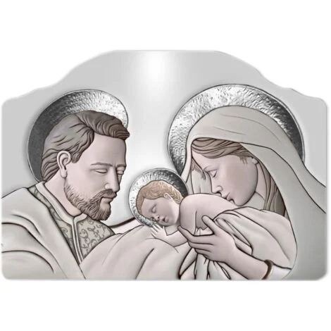 Lupia - Quadro Moderno Capezzale THE KISS CERAMIC GREY Sacra Famiglia, Stampa su Legno Ecologico, Artigianale Made in Italy, Multicolore, 46x65 cm, Legno