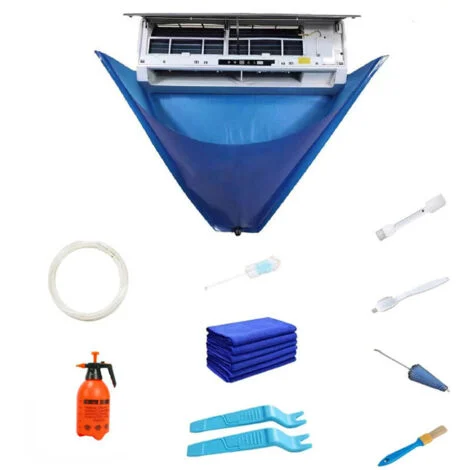 Lavaggio del condizionatore d'aria - Kit di pulizia premium per montaggio a parete - Borsa per la manutenzione del condizionatore d'aria con tubo dell'acqua per unità AC mini split