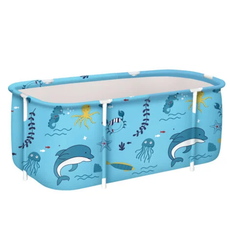 Aga Vasca da bagno pieghevole portatile 120x60x50 cm Azzurro chiaro