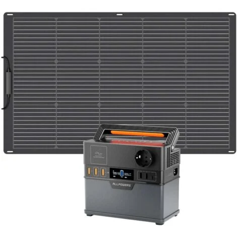 ALLPOWERS Centrale Elettrica Portatile S300 Plus, con Pannello Solare Flessibile 100W, 288Wh Batteria, 300W (600W Picco) AC Uscita, Ricarica da 0-80% in 40 Minuti, Generatore Solare per Campeggio