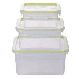 Set 3 contenitori ermetici quadrati in plastica PP, verde, SìChef