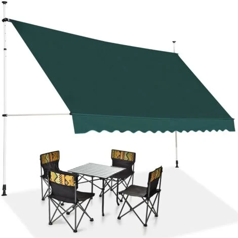 COSTWAY Tenda da Sole per Esterno, Tenda da Sole a Morsetto per Balcone con Struttura Telescopica e Tessuto Resistene ai Raggi Solari, Regolabile in Altezza e in Angolazione (350 cm,Verde)