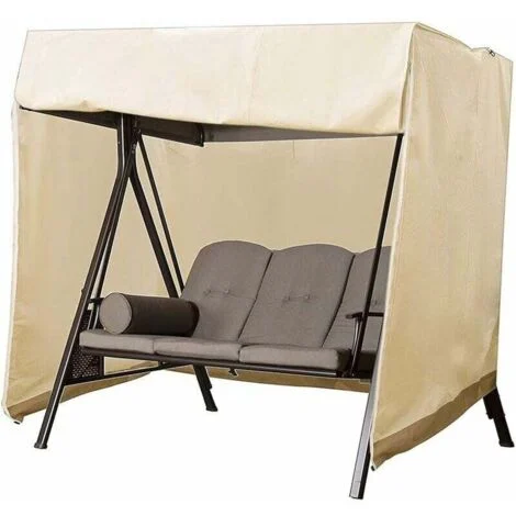 Copertura per altalena da giardino a 2 posti, Oxford impermeabile anti-UV, copertura protettiva per altalena (beige) - 220 x 125 x 170 cm