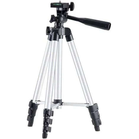 Treppiede telescopico Treppiede per livellatrice laser Livella laser a bolla incrociata Laser rotante Livello di linea laser da cantiere compatibile con Dewalt Makita, Argento, Un pezzo,