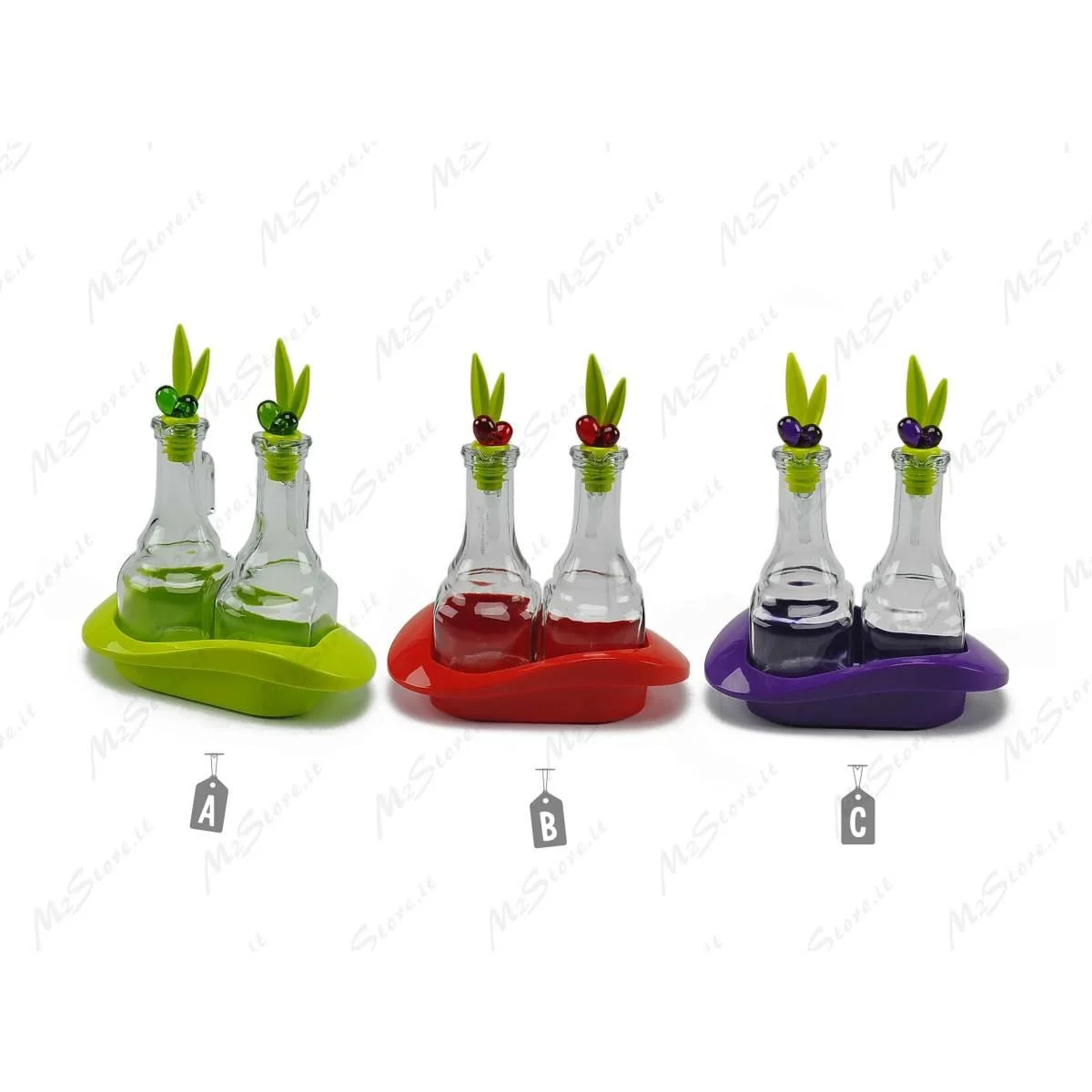 Menage Vetro con Base Color Set 2 pz.