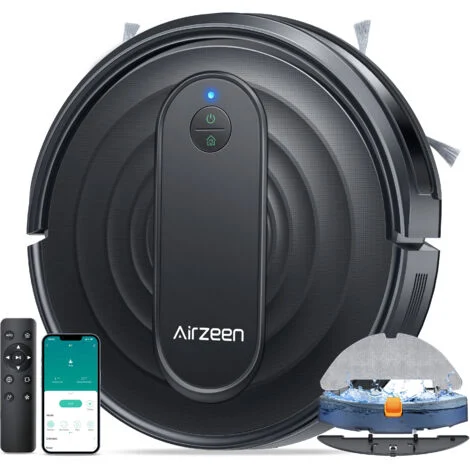 Airzeen Robot Aspirapolvere, 3 in 1 Robot Aspirapolvere 3000Pa Alta potenza di aspirazione Aspirapolvere Robot Silenzioso, App/WiFi, 150 Min autonomia