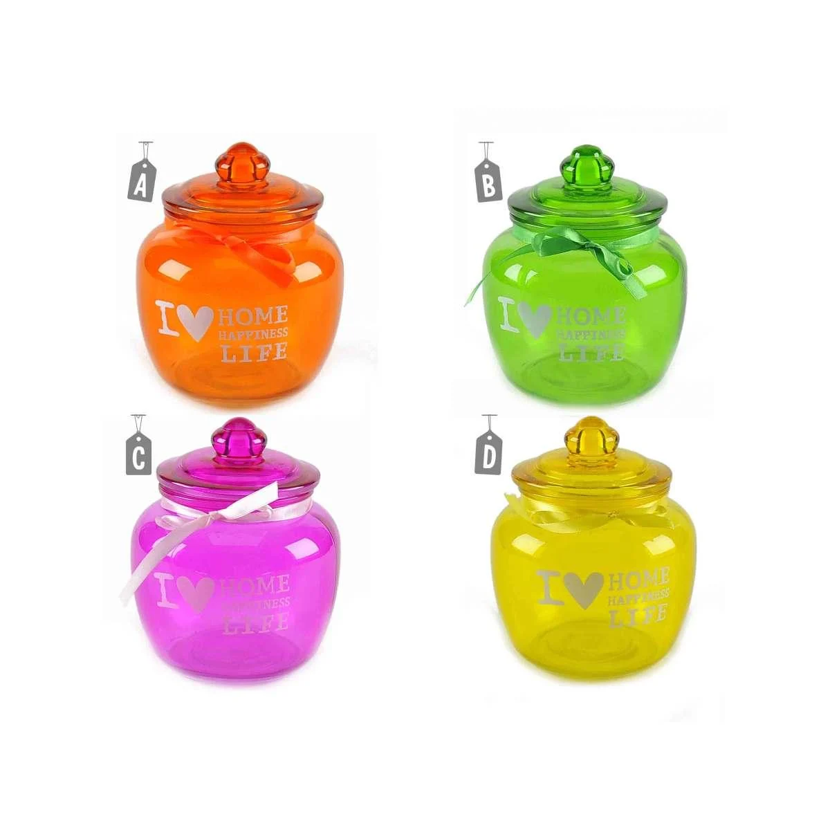 Barattolo Vetro Lt.1,5 Assortiti 3 Colori