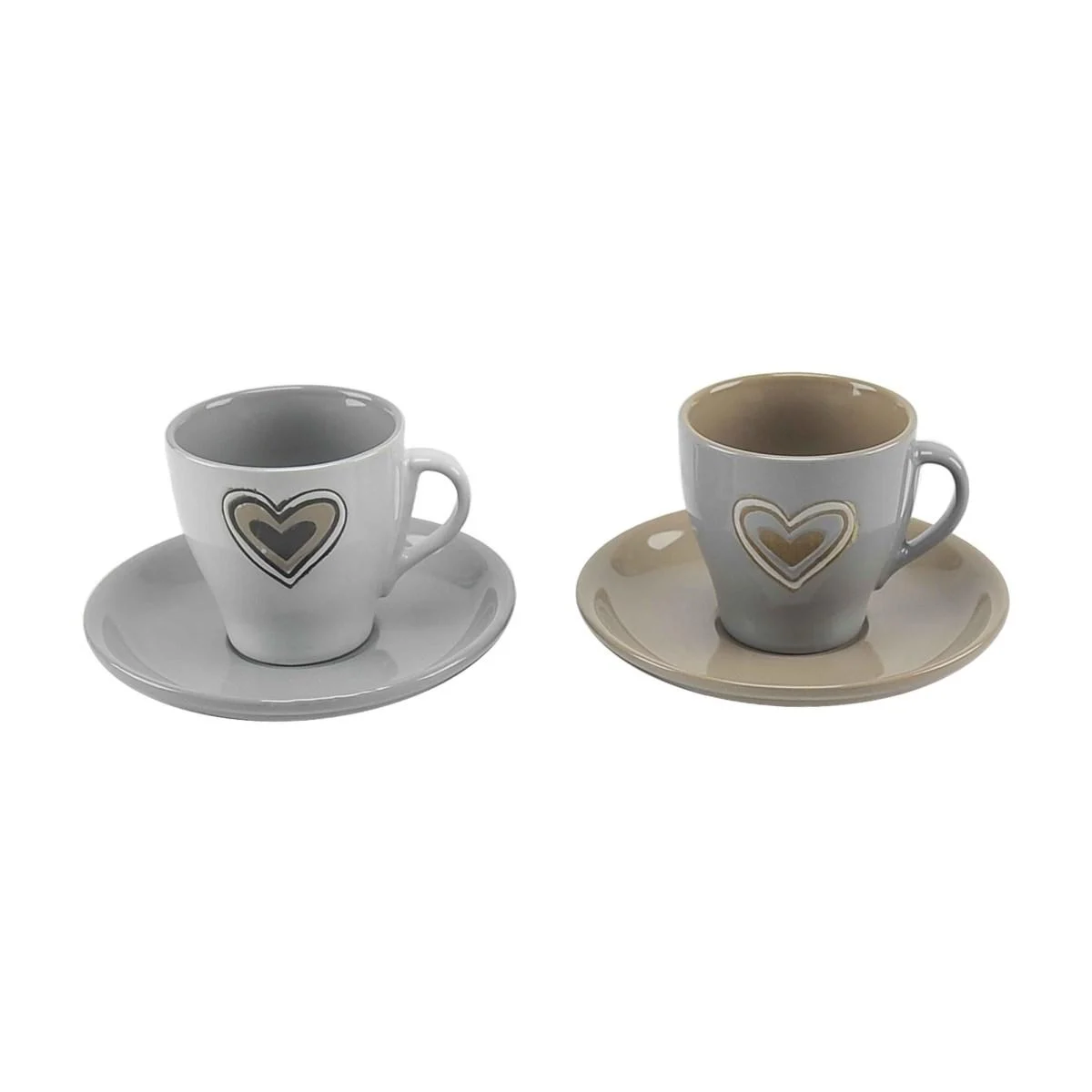 Tazzine Caffè Set pz.6 Cuore con Piattino