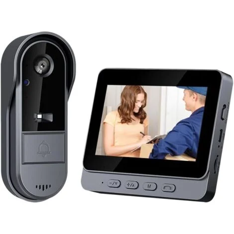 Videocitofono con telecamera wireless, visione notturna HD, grandangolo, citofono, videocitofono wireless impermeabile LP65 con schermo 4.3P, batteria ad alta capacità, campanello di sorveglianza ad a