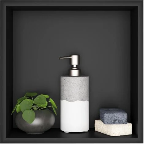Nicchia per bagno, nicchia per parete doccia in acciaio inox, nicchia per parete doccia monostrato, nicchia per doccia incassata 32 x 32 x 12,5 cm, nera