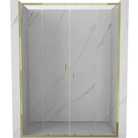 Mexen Exo porta doccia doppia scorrevole 160 cm, trasparente, oro - 8152-160-000-50-00