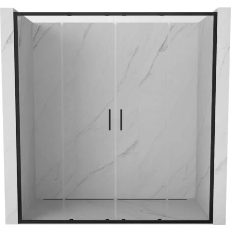 Mexen Exo porte doccia doppie scorrevoli 190 cm, trasparenti, nere - 8152-190-000-70-00