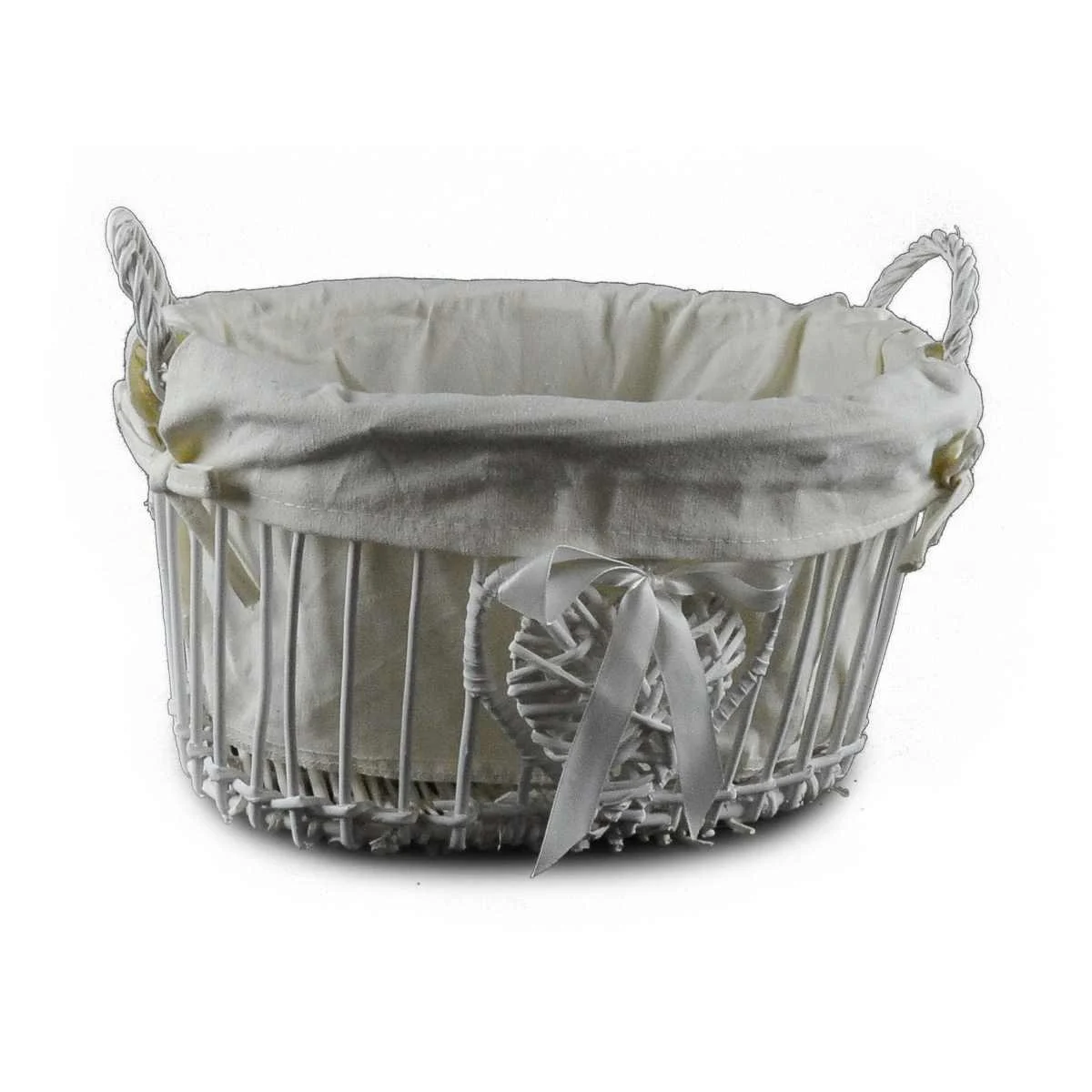 Cesto Vimini Ovale cm.35x29xh23,5 Bianco Cuore