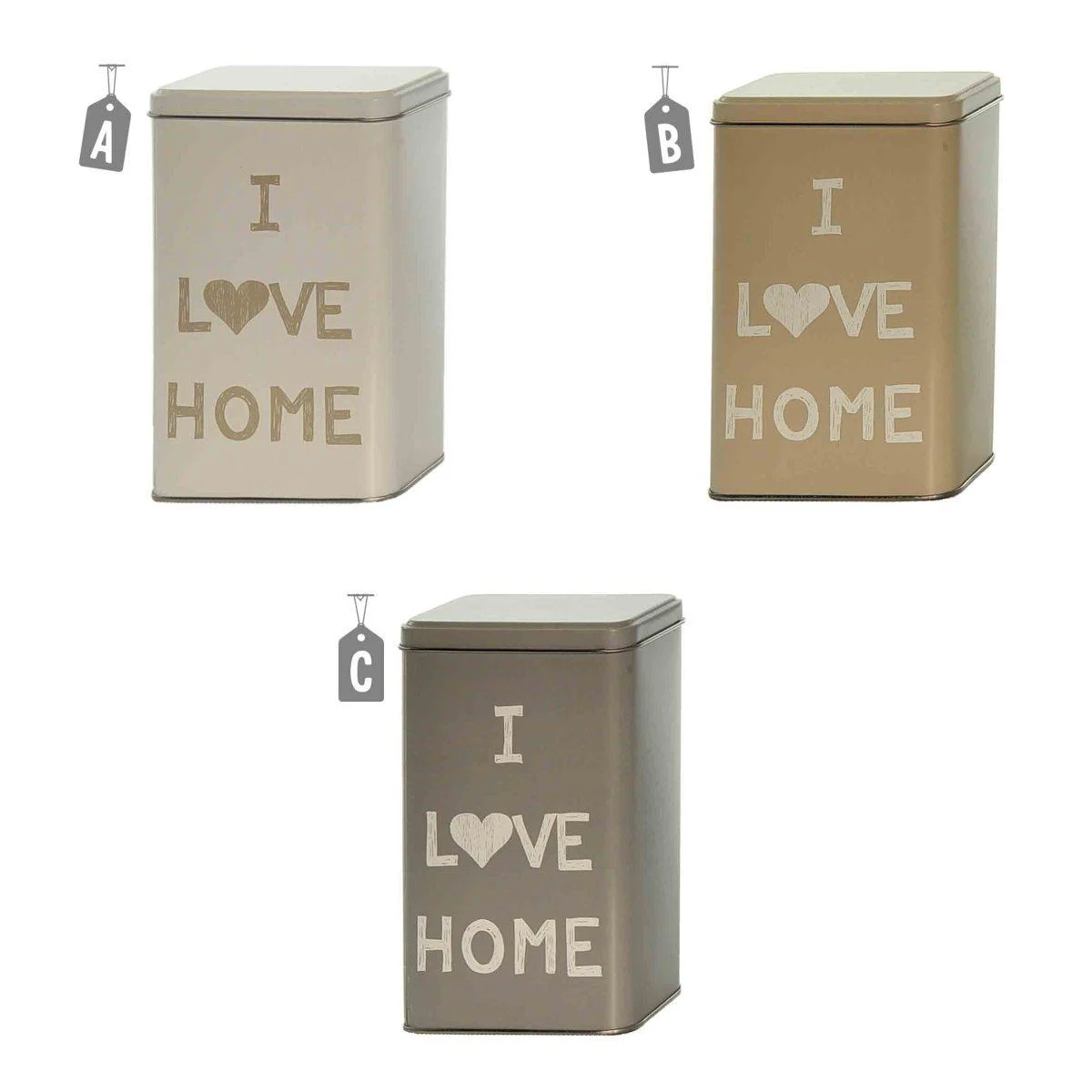 Barattolo Latta I Love Home cm.16 3 Colori