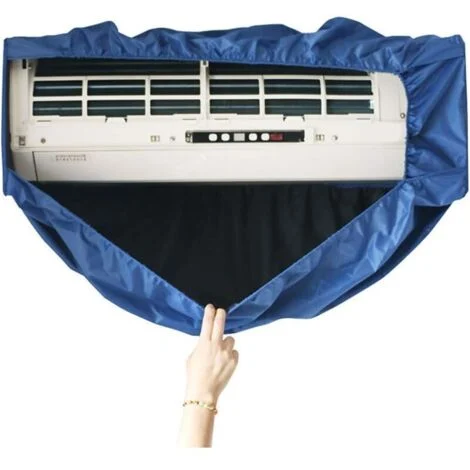 Copertura di pulizia per condizionatore d'aria split con tubo flessibile dell'acqua da 2,5 m e scarico, piastre di supporto bifacciali, pannelli impermeabili, condizionatore d'aria a parete, blu