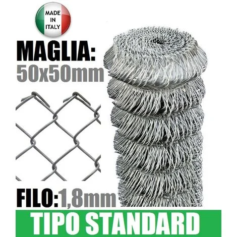 25mt-ROTOLO RETE METALLICA ZINCATA "MAGLIA SCIOLTA"- TIPO STANDARD - H 100 cm