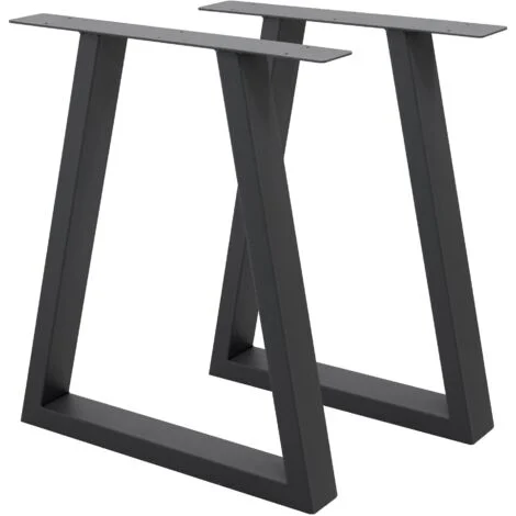 ECD Germany 2 x Gambe per Tavolo in Acciaio 60 x 72 cm Struttura a Trapezio Telaio Tavolo Antracite Design Stile Industriale Set di 2 Piedi Struttura Tavolino da Salotto Base Cornice Seduta Panca