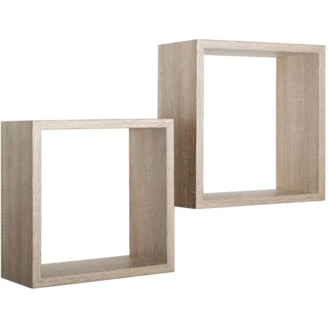 Mensola cubo 2 pz scaffale parete rovere sagerau salotto camera soggiorno moderno Q-bis