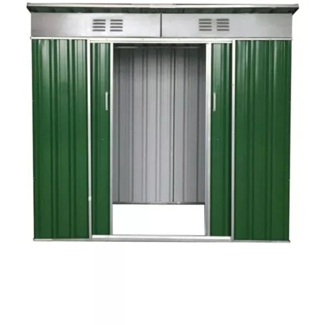 casetta in lamiera zincata domus verde con tetto piato 173x145x200 cm