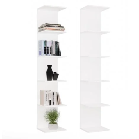 ETAGERE 6P - Scaffale 180 cm con 6 ripiani per libri e raccoglitori ufficio / soggiorno - Bianco