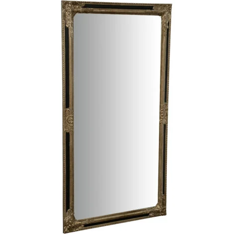 Specchio Specchiera Impero da parete e appendere verticale/orizzontale L72xPR4xH132 cm finitura argento e nero anticato