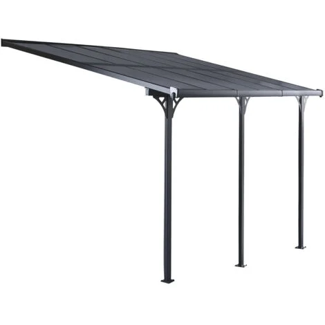 Gazebo Pergola a Parete Gardiun Elliot - 15 m² 495x300x225/270 cm Alluminio e Policarbonato