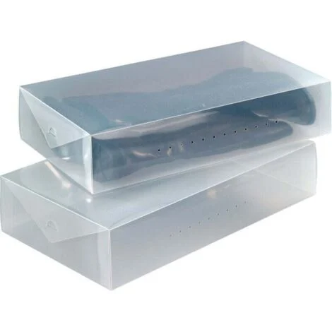 Set di 2 grandi scatole portaoggetti impilabili, scatola porta-stivali, scatola porta-scarpe, scatola porta-scarpe in plastica, 52x11x30 cm, trasparente