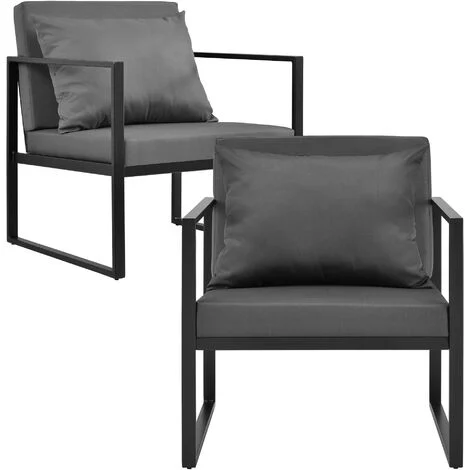 Set Lerum di 2 Poltrone da Giardino Sedie per Esterno con Cuscini - Nero / Grigio casa.pro