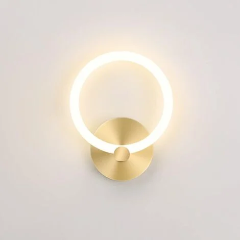 Applique da parete a LED per interni, oro, moderna, rotonda, lampada da comodino, 19 cm, soggiorno, corridoio, applique da parete, decorazione per camera da letto, 10 W (bianco caldo 3000 K), oro