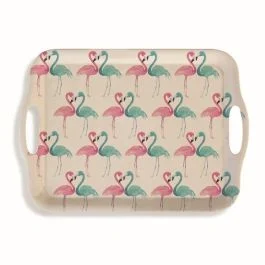 Vassoio bamboo decoro flamingo 42x29 cm