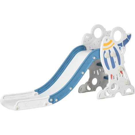 AIYAPLAY Scivolo per Bimbi 18-36 Mesi a Tema Spaziale con Scale Antiscivolo, Scivolo da Interno in PE e PP, 157x46.5x80 cm, Blu e Bianco