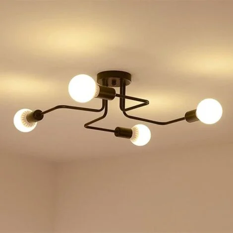 3 Luci Lampadario a Sospensione Retrò Plafoniera Industriale in Metallo E27 Moderna per Soggiorno, Camera da Letto (senza lampadine) (Nero)