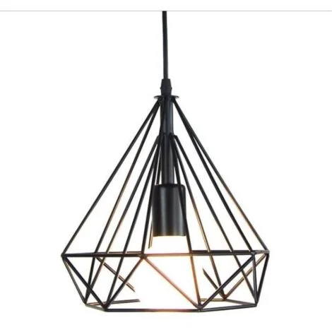 STOEX Lampada da Soffitto Industriale in Metallo Lampada a Sospensione E27 25cm Diamante per Camera da Letto Soggiorno Sala da Pranzoa Cafe - Nero
