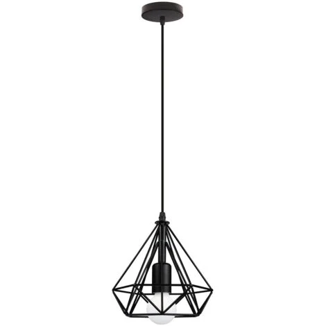 Lampadario a Sospensione E27 Moderno Nero, Lampada da Soffitto Industriale per Camera da Letto Sala da Pranzo