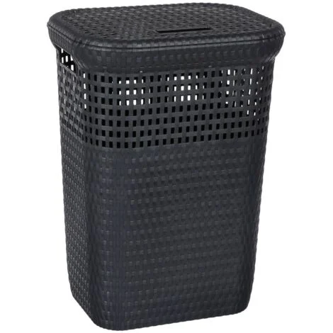 Cesto per biancheria in plastica rattan 60l grigio - 5five