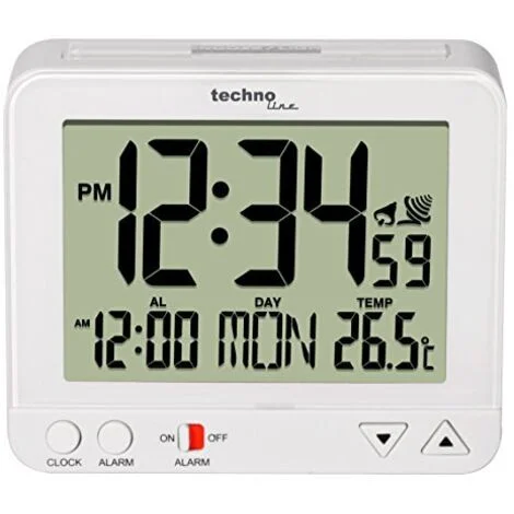 Techno Line WT 195 WHITE Radiocontrollato Sveglia Bianco Tempi di allarme 1 Display grande