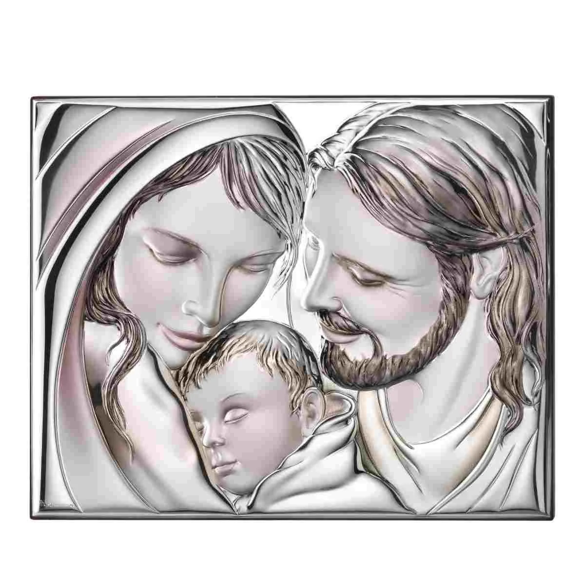 Quadro Sacra Famiglia Argento Color cm.34x28