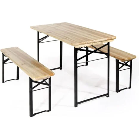 BIRRERIA SET TAVOLO+PANCHE RICHIUDIBILE TAVOLO GIARDINO LEGNO 60x120cm