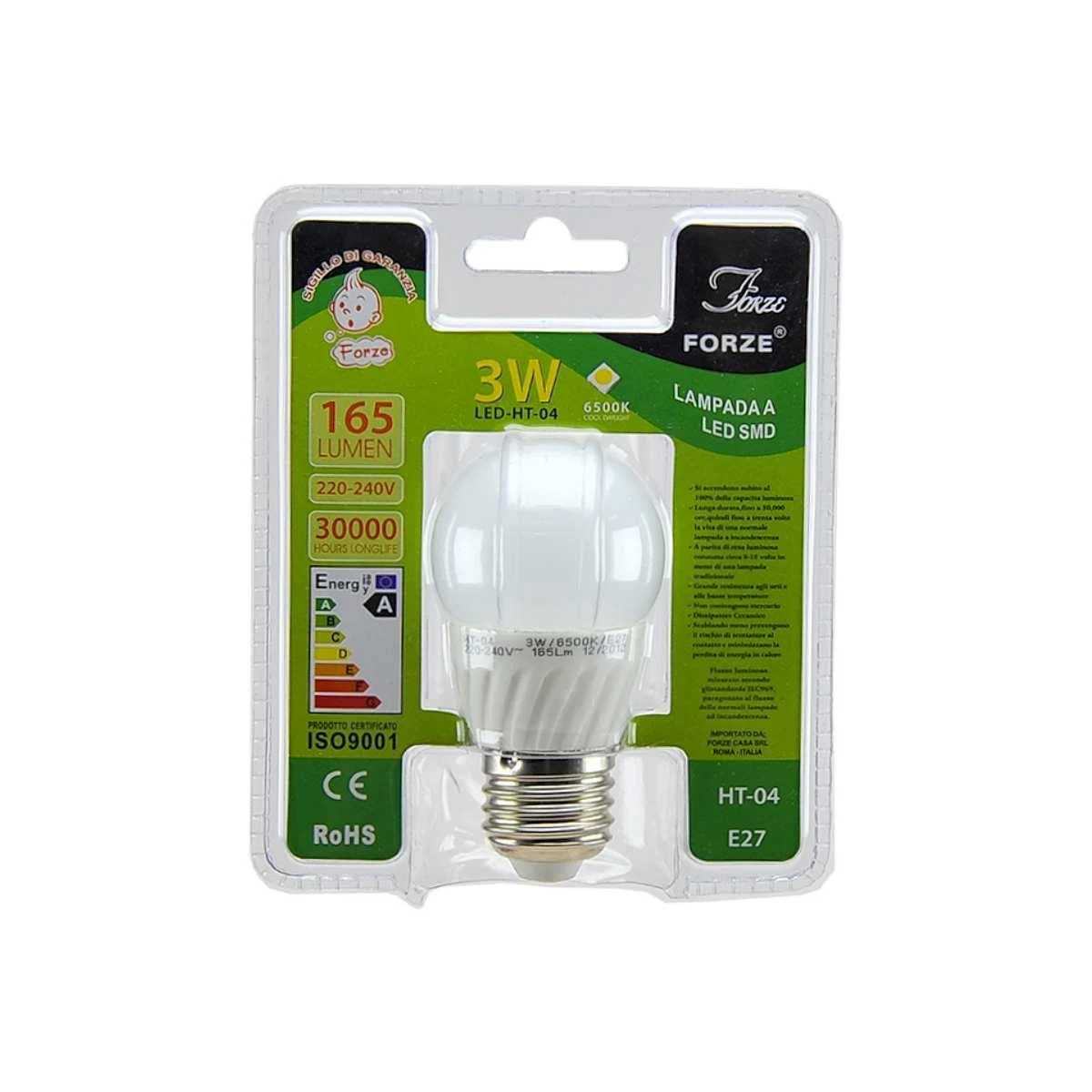 Lampadina E27 Led 3W 6500k 220V Fredda