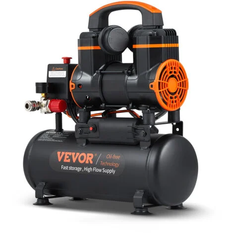 VEVOR Compressore deAria 8L Portatile Senza Olio Motore 900W Velocita 2800 giri/min per Aerografo Inchiodatura, Compressore deAria a Secco Portatile Rumore 70dB 2 Silenziatori Temperatura -50℃ - 40℃