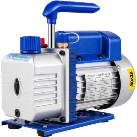 VEVOR Pompa per vuoto 30V/50HZ, pompa per vuoto per refrigerazione 3CFM 1/4HP, 85L/min per Aria condizionata Pompa per vuoto ad aria elettrica per auto Sistemi di refrigerazione