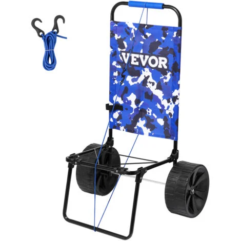 VEVOR Carrello da Spiaggia con Ruote Grandi Per Sabbia, Vassoio di Carico 380 x 386 mm, Carrello Da Trasporto Pieghevole Ruote PE Piene 254 mm, Per picnic, Campeggio, Spiaggia, Pesca, Carico 31 kg