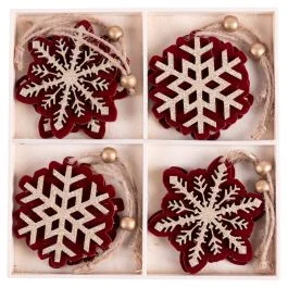Set 8 appendini natalizi fiocco di neve, effetto velluto Natale Chic