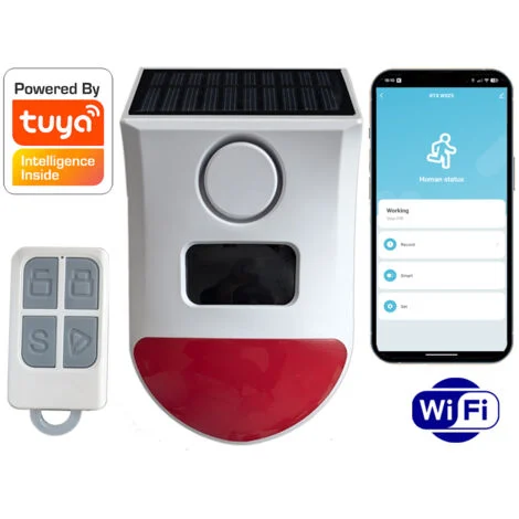 Sirena di allarme per esterni RTX con batteria solare PIR e telecomando WiFi TUYA
