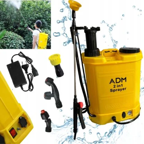 Spruzzatore a batteria e portatile ADM 2 in 1 con pompa a zaino, 16L