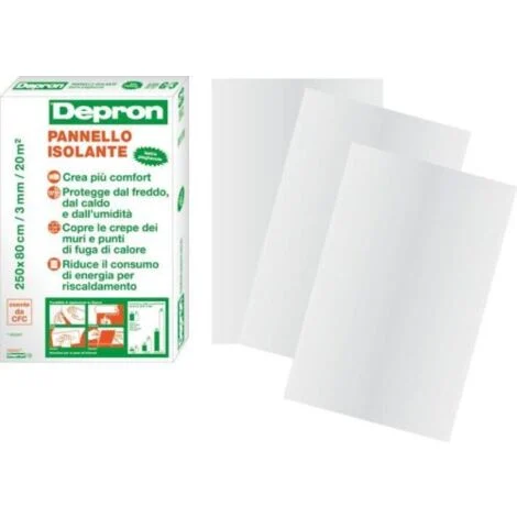 PANNELLO ISOLANTE DEPRON CM. 80X125 SPESSORE MM. 3 CONFEZIONE DA 10 PEZZI